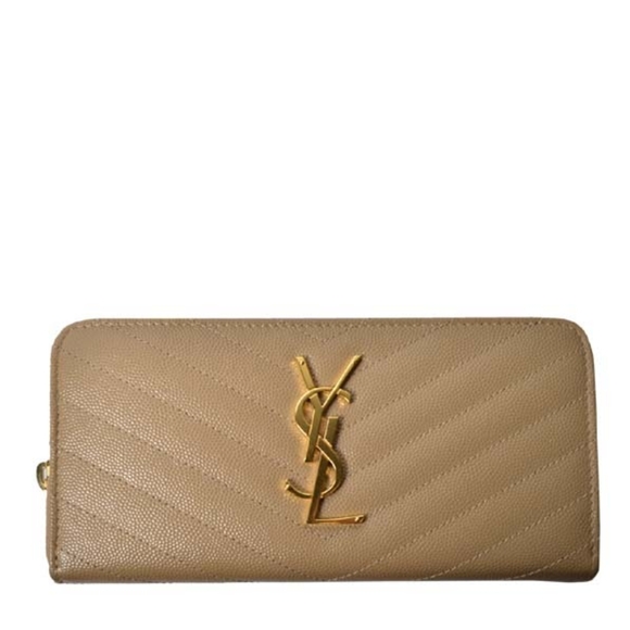 Rare! SAINT LAURENT YSL CASSANDRE MATELASSÉ ZIP AROUND WALLET IN GRAIN DE POUDRE - Picture 6 of 10